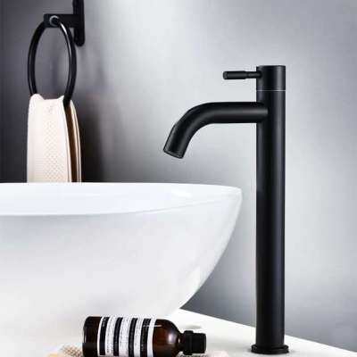 Black single cold higher design  tall for counter  basin water faucet tap