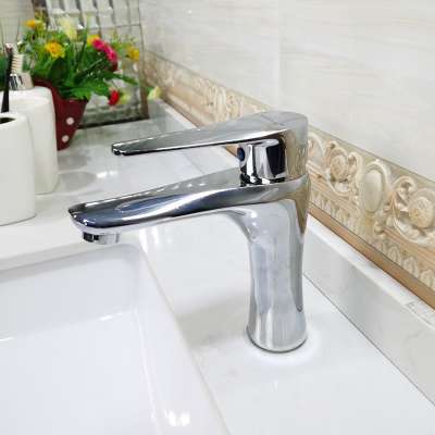 Hot and cold water brass bathroom basin faucet