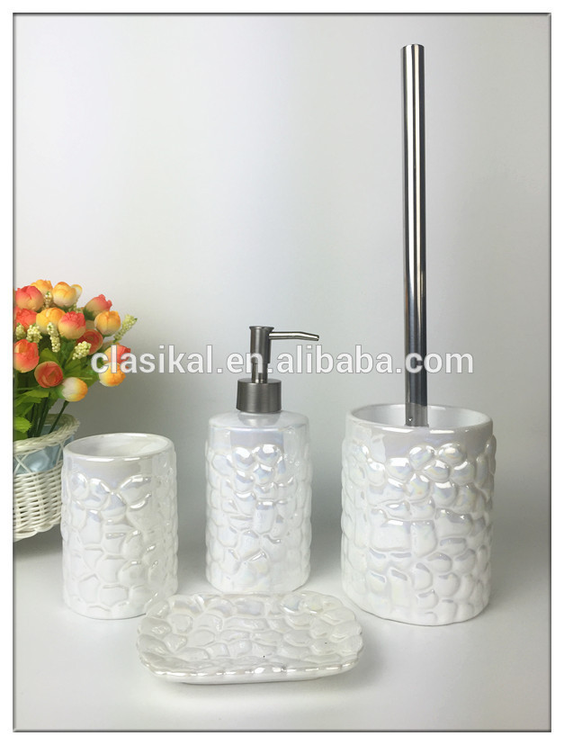 4pcs Pearl Glaze Ceramic Bathroom Set