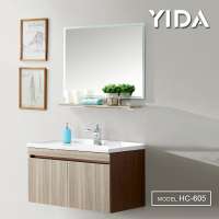 Wood color mdf plywood cabinet modern bathroom vanity sink basin cabinet set dimension customized