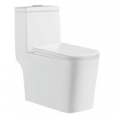 Square white color dual flush s-trap floor mounted one piece ceramic toilet