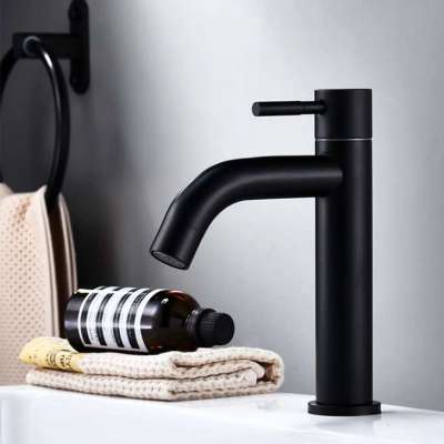 Single cold black color wash basin faucet taps