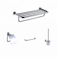 Cheap Hot Selling bathroom zinc alloy modern 4 piece bath toilet washroom wall hung mounted copper chrome accessories set